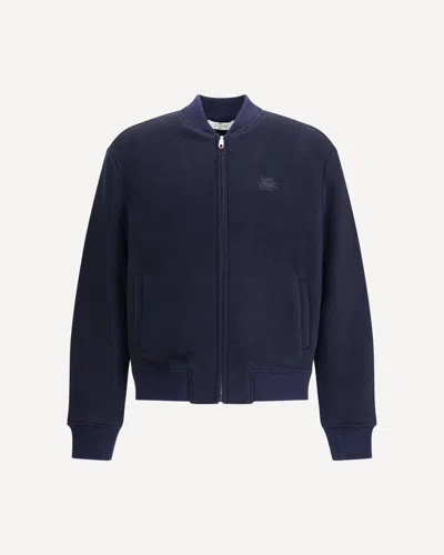 Etro Wool Bomber Jacket In Blue