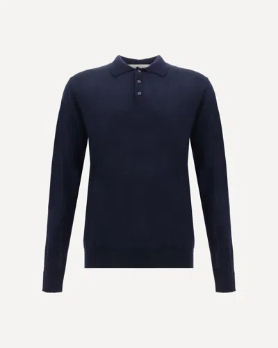 Golden Goose Long-sleeve Knit Polo Shirt In Blue