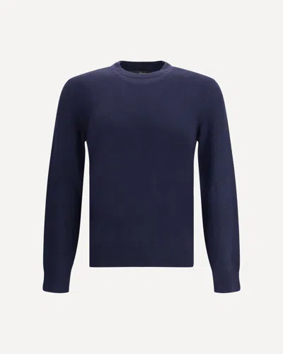 Brioni Dark Blue Cashmere Sweater In Blue