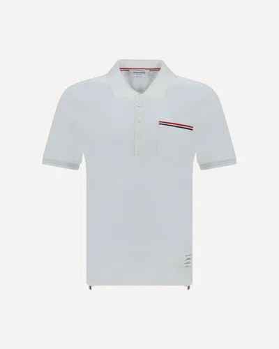 Thom Browne Cotton Polo Shirt With Ribbed Collar And Side Slits
