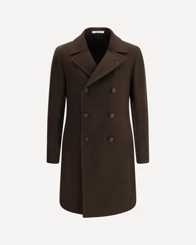 Tagliatore Double-breasted Coat In Brown