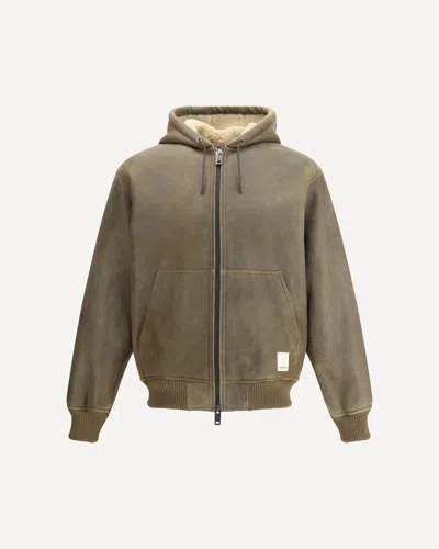 Emporio Armani Lamb Shearling Oversized-fit Blouson In Brown