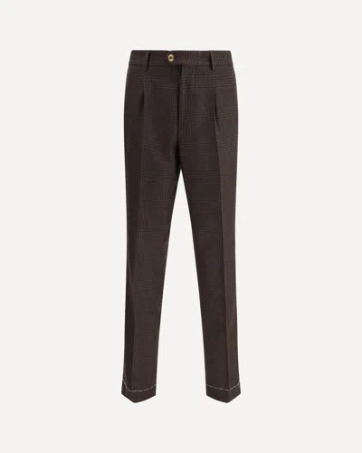 Brunello Cucinelli Prince Of Wales Trouser In Brown