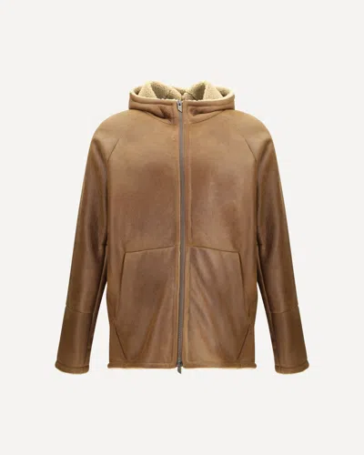 Salvatore Santoro Hooded Shearling Jacket In Brown