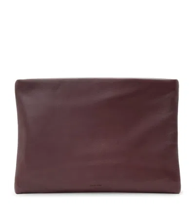Allsaints Bettina Sheepskin Leather Clutch In Burgundy