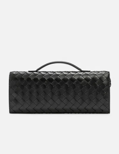 Bottega Veneta Women Leather Andiamo Clutch With Intrecciato Motif In Black