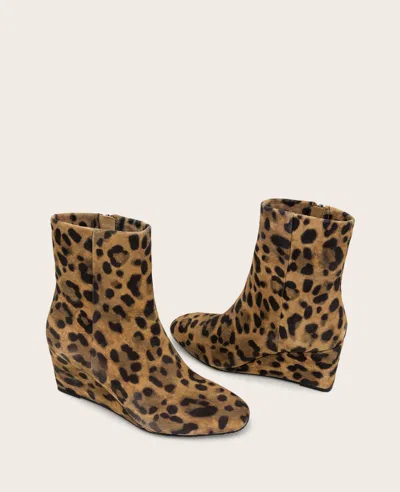 Gentle Souls - Nash Leopard Suede Side Zip Wedge Bootie In Brown