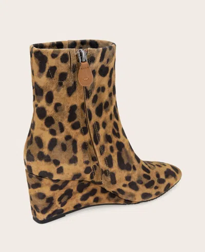 Gentle Souls - Nash Leopard Suede Side Zip Wedge Bootie In Brown