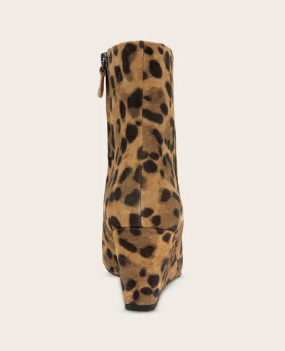 Gentle Souls - Nash Leopard Suede Side Zip Wedge Bootie In Brown