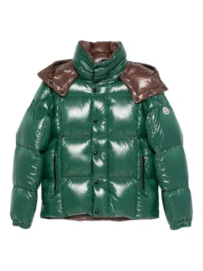 Moncler Parana Glossy Hooded Short Down Jacket Clothing In Green
