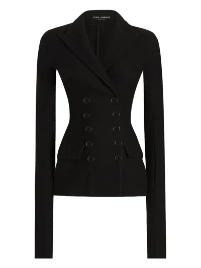 Dolce & Gabbana Tailored Wool Double-breasted Jacket In Black