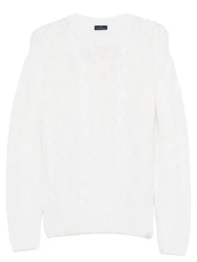 Paul & Shark Cable Knit Crewneck Wool Sweater Clothing In White