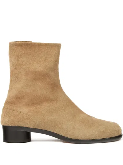 Maison Margiela Beige Suede Tabi Ankle Boots In Neutral