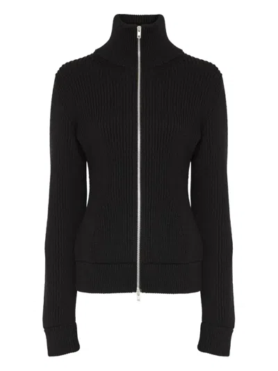 Maison Margiela Black Wool Zip-up Cardigan In Black