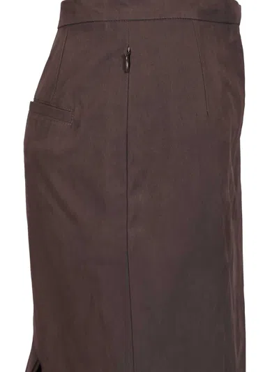Dries Van Noten 04070-sandora Long 2218 Heavy Cotton Poplin Skirt Skirts Brown In Brown