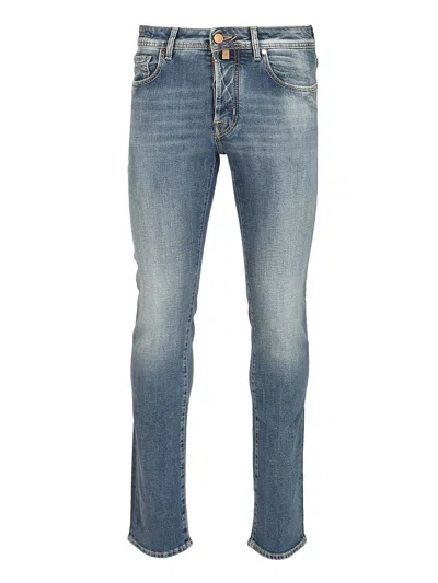 Jacob Cohen 5 Pkt Slim Fit Bard V2 11 oz Blu Chiaro Baffato Salpa Intreccio Jeans Blue In Blue