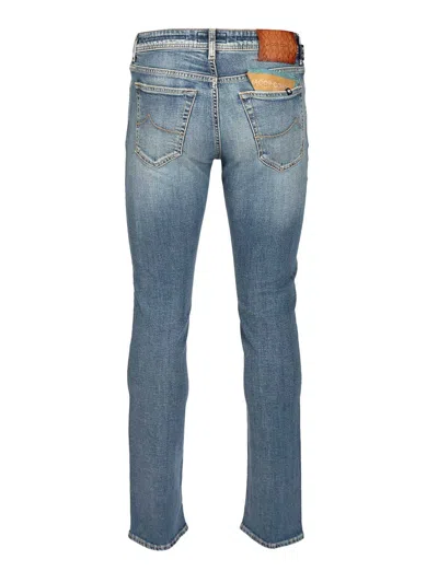 Jacob Cohen 5 Pkt Slim Fit Bard V2 11 oz Blu Chiaro Baffato Salpa Intreccio Jeans Blue In Blue