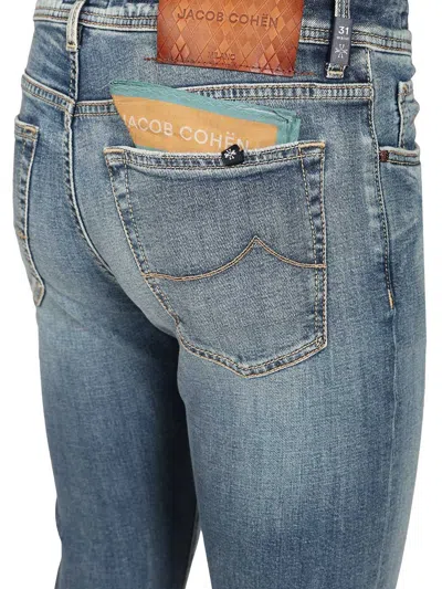 Jacob Cohen 5 Pkt Slim Fit Bard V2 11 oz Blu Chiaro Baffato Salpa Intreccio Jeans Blue In Blue
