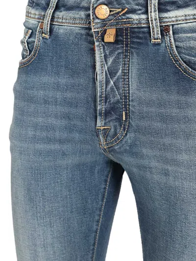 Jacob Cohen 5 Pkt Slim Fit Bard V2 11 oz Blu Chiaro Baffato Salpa Intreccio Jeans Blue In Blue
