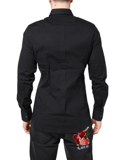 Pre-owned Dolce & Gabbana Black Gold Cotton Long Sleeves Dress Men's Shirt ()