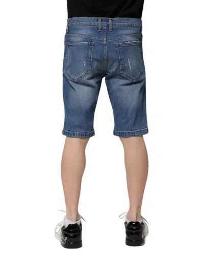 Dolce & Gabbana Blue Cotton Stretch Men Denim Bermuda Shorts In Blue