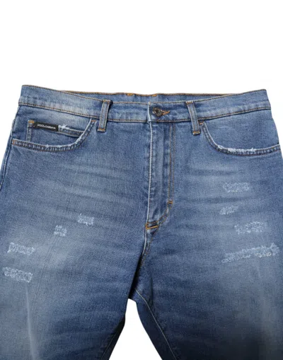 Dolce & Gabbana Blue Cotton Stretch Men Denim Bermuda Shorts In Blue