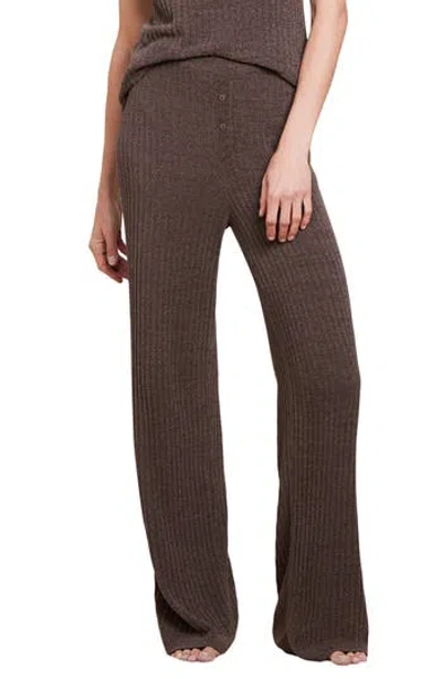 Barefoot Dreams Ccul Ribbed Lounge Pants Java In Brown