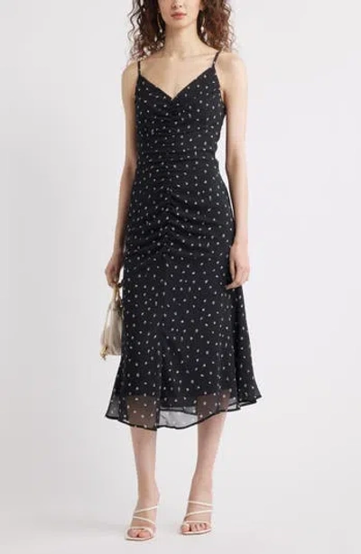 Chelsea28 Gathered V-neck Midi Dress In Black