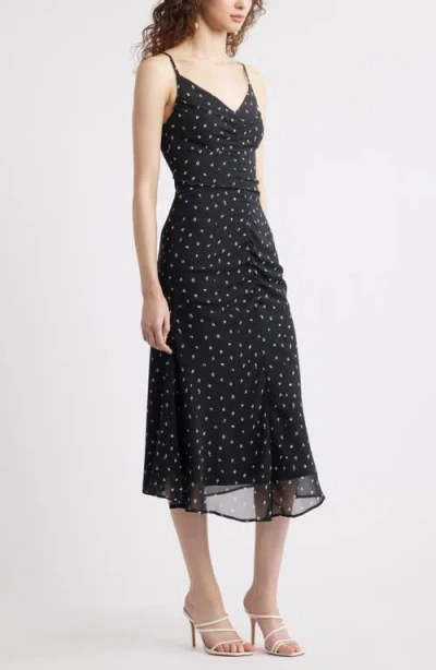 Chelsea28 Gathered V-neck Midi Dress In Black