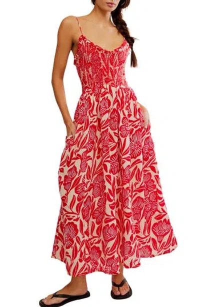 Free People Sweet Nothings Floral Print Sleeveless Maxi Sundress In Red