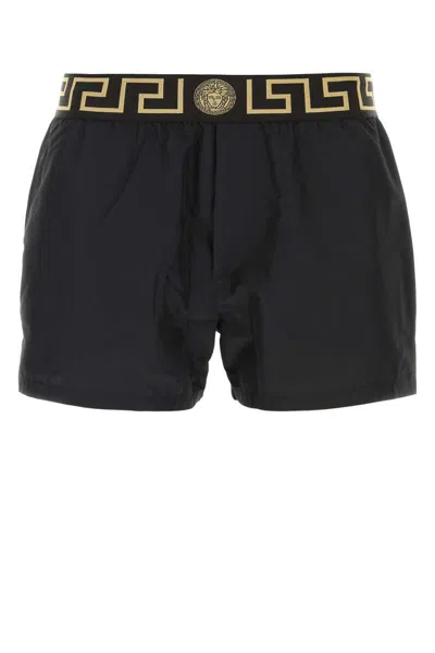 Versace Black Polyester Swimming Shorts In Black