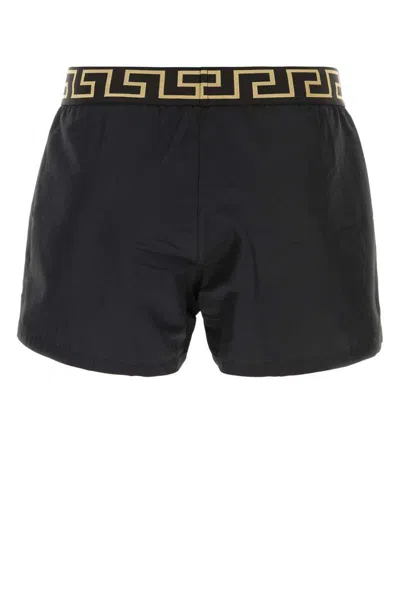 Versace Black Polyester Swimming Shorts In Black