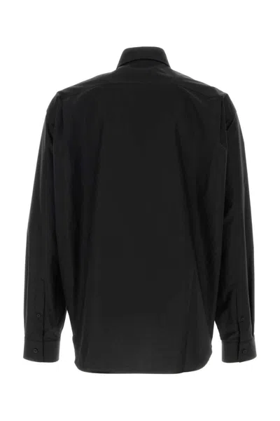 Balenciaga Black Cotton Shirt With Logo In Black