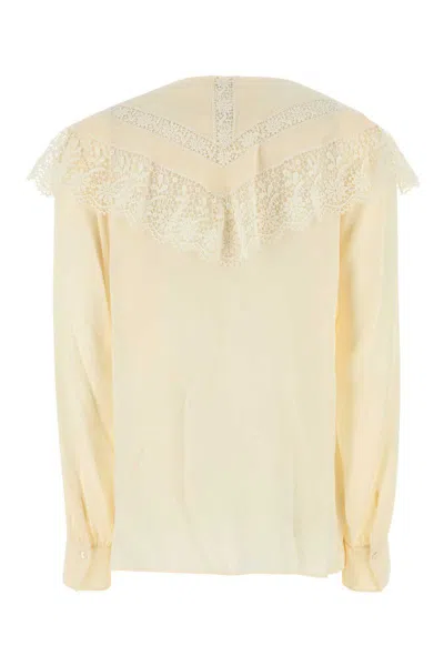 Chloé Chloe Cream Crepe Blouse In Yellow
