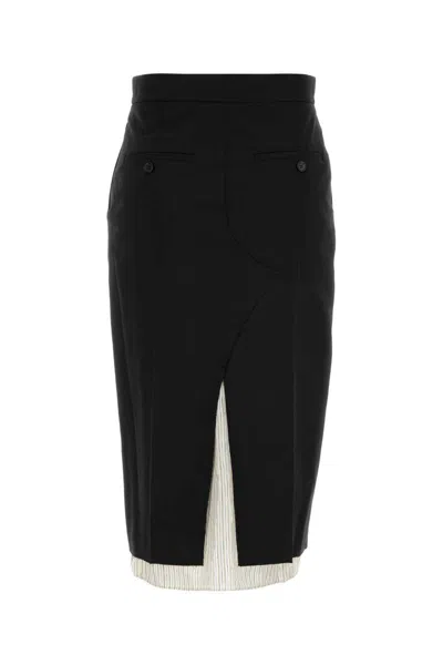 Marni Wool Midi Skirt Exposed Lining In Black