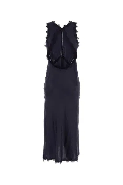 Isabel Marant Abito Jadelia In Raso Blu Notte Donna In Black
