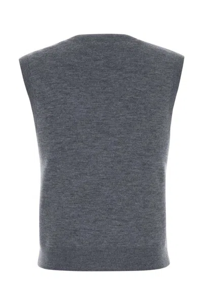 Apc Grey Wool Lise Vest In Blue