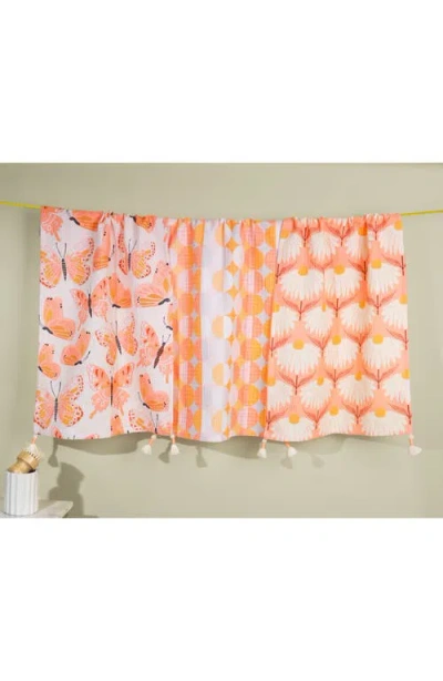 Tiramisu Marigold Flutter Kitchen Towel Set In Orange