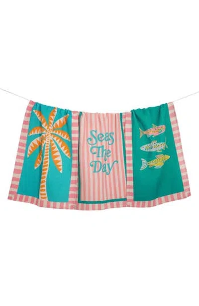 Tiramisu Seas The Day Coastal Kitchen Towel Set In Multi