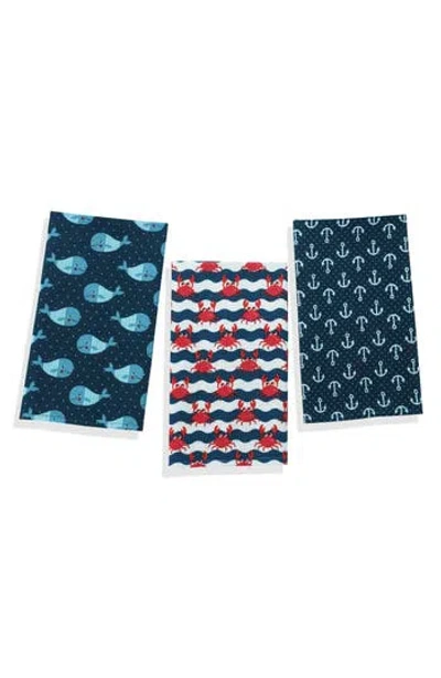 Tiramisu Coastal Charm Nautical Cotton Kitchen Towel Set In Multi