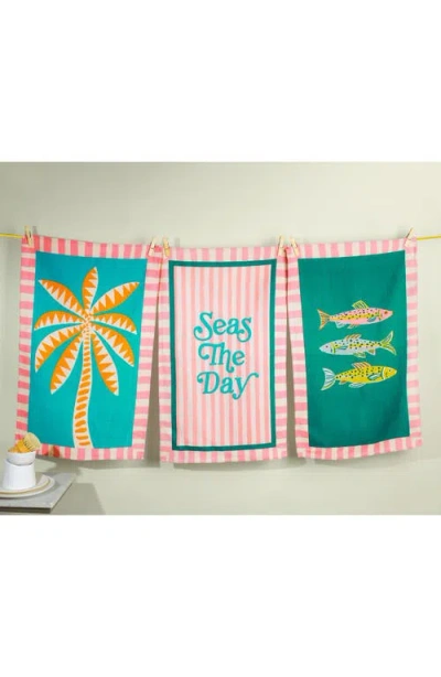 Tiramisu Seas The Day Coastal Kitchen Towel Set In Multi