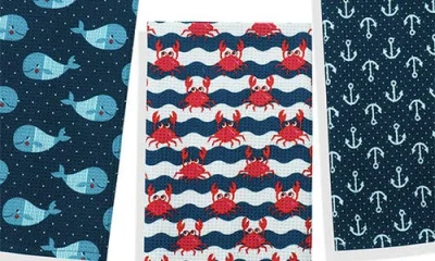 Tiramisu Coastal Charm Nautical Cotton Kitchen Towel Set In Multi