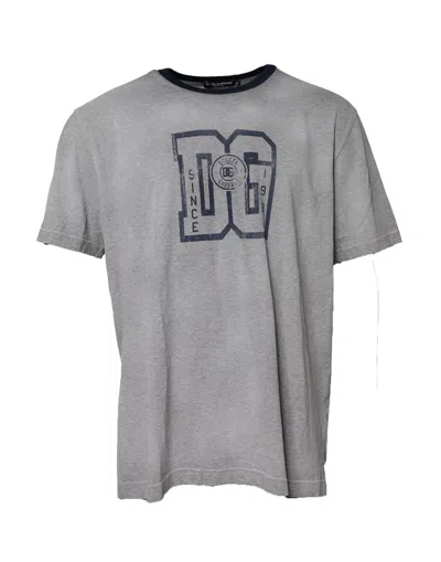 Pre-owned Dolce & Gabbana Gray Cotton Crew Neck Short Sleeves Men's T-shirt ()