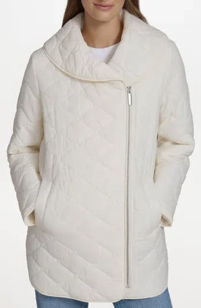 Andrew Marc Midlength Onion Quilted Jacket In White