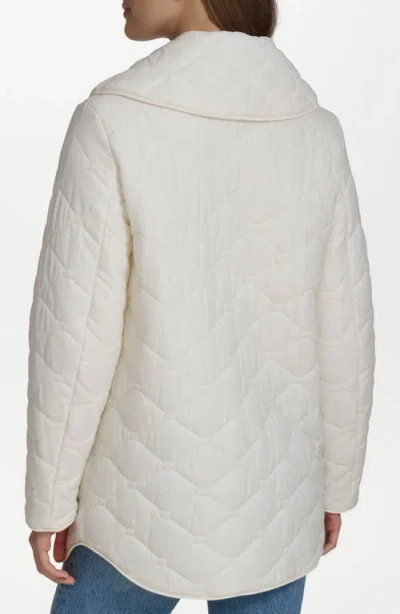 Andrew Marc Midlength Onion Quilted Jacket In White