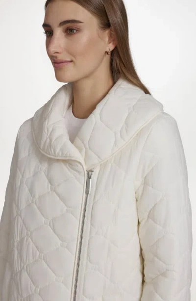 Andrew Marc Midlength Onion Quilted Jacket In White