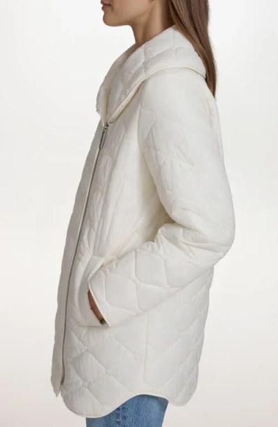 Andrew Marc Midlength Onion Quilted Jacket In White