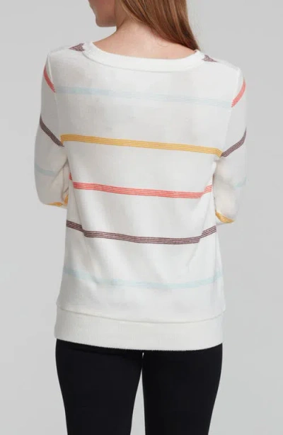 Andrew Marc Stripe Hachi Sweater In White