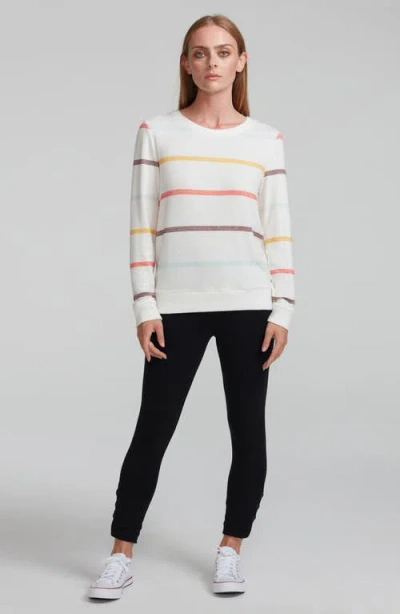 Andrew Marc Stripe Hachi Sweater In White