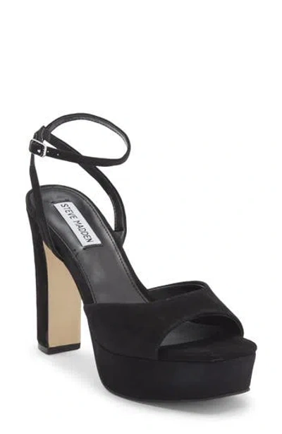 Steve Madden Assured Ankle Strap Platform Sandal In Black